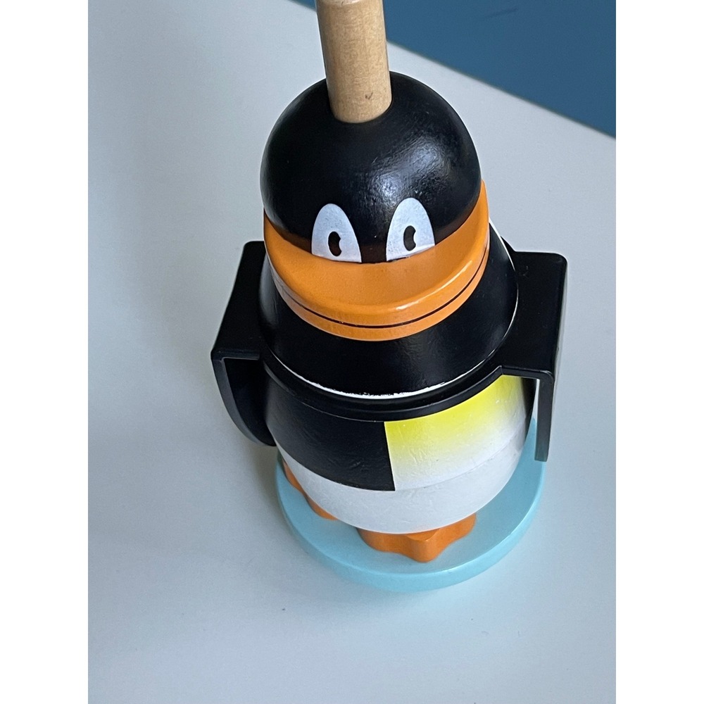 Melissa & Doug Penguin Stacker 2167 Wooden Toddler Toy Black White Orange